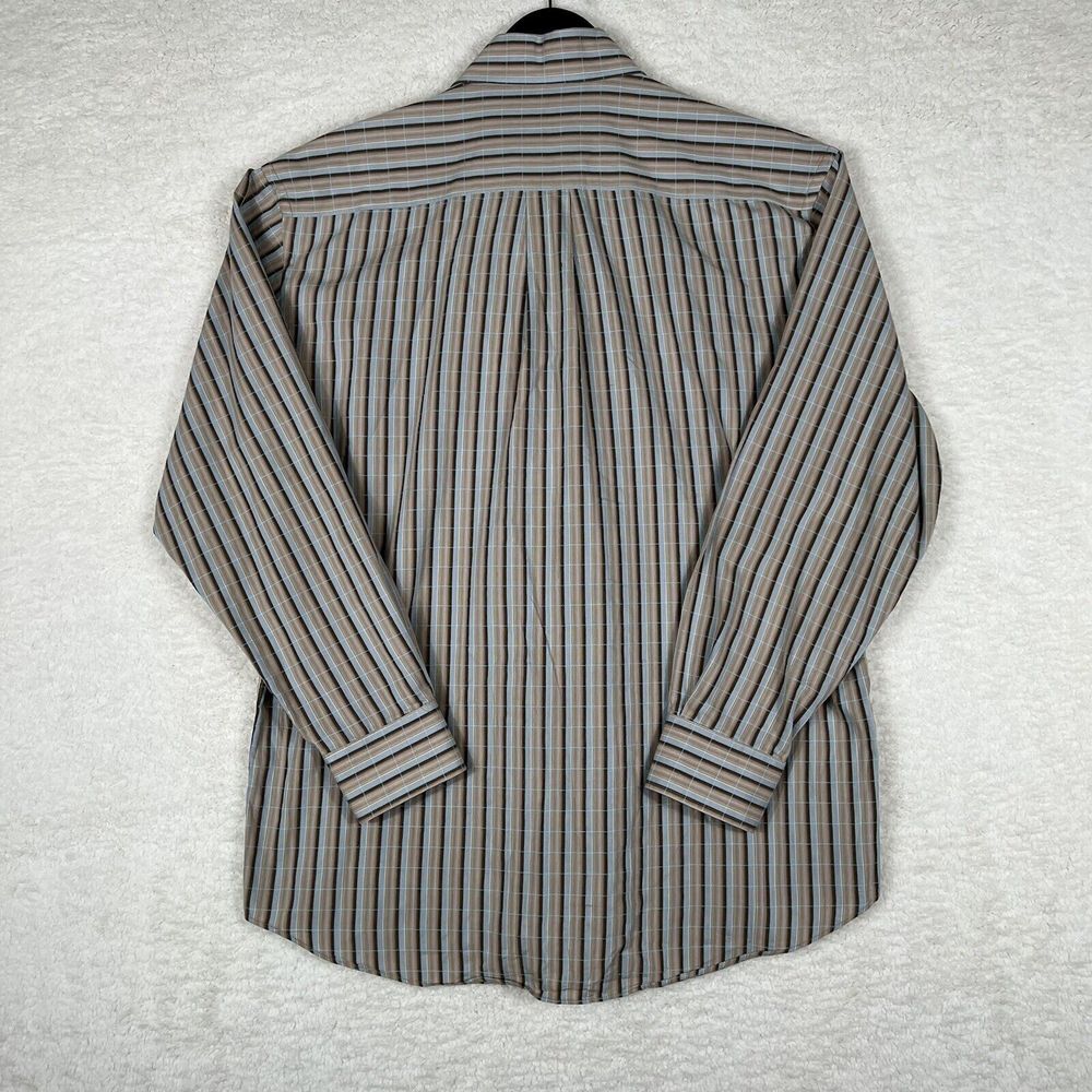 Alan Flusser Shirt Mens Medium Beige Striped Long Sleeve Button Down Casual - Picture 6 of 7